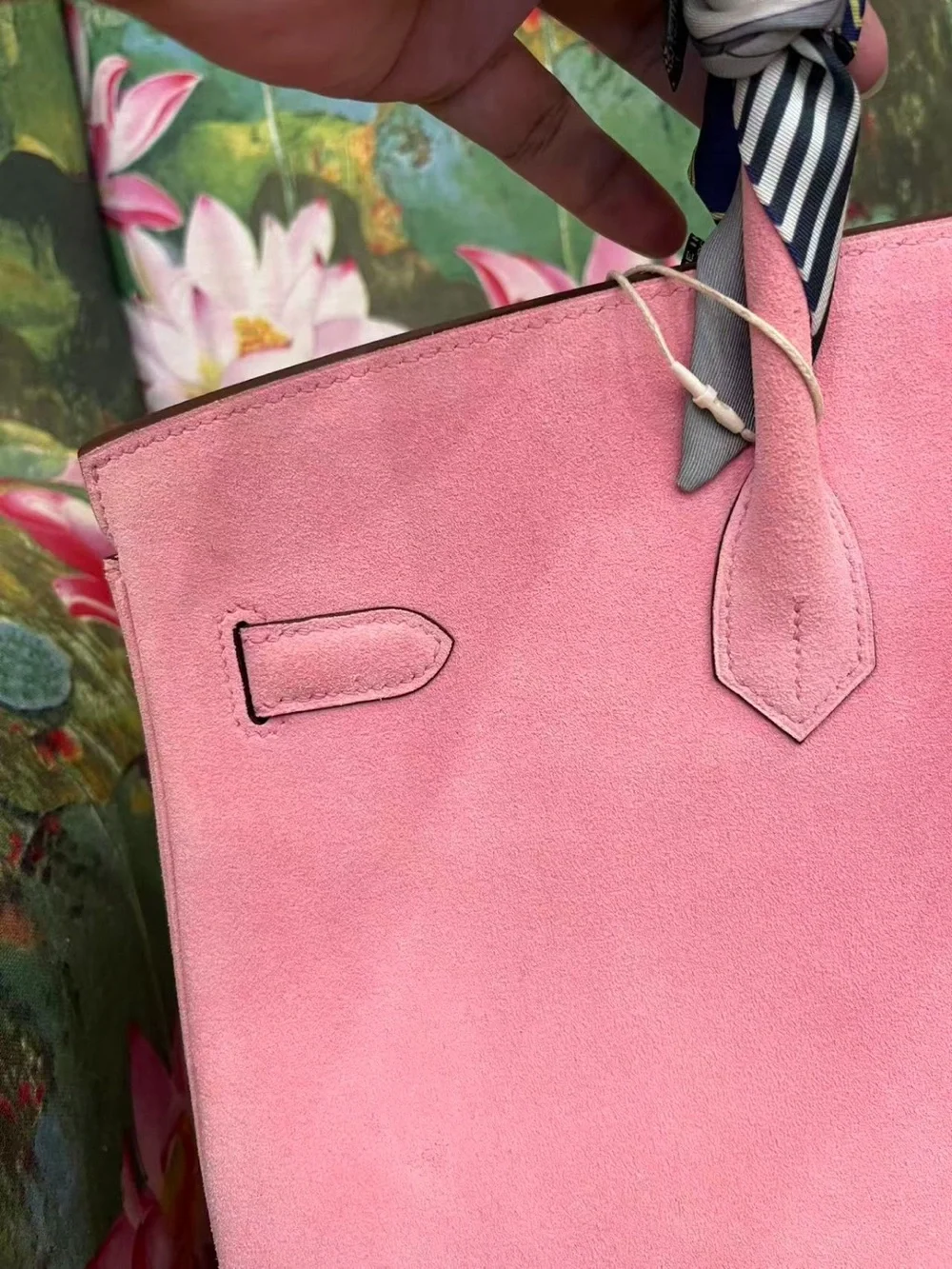 Veau Doblis SUEDE 5P BUBBLEGUM PINK ROSE SAKURA PHW imported Togo 40 Birkin RARE